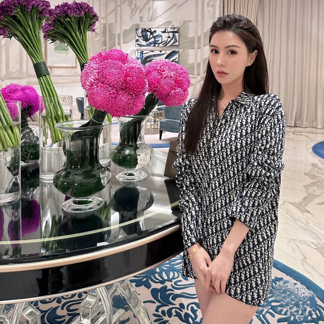 99新 DIOR/迪奥 001641 拼色棉质logo满印长袖外套王俊凯同款Xs码