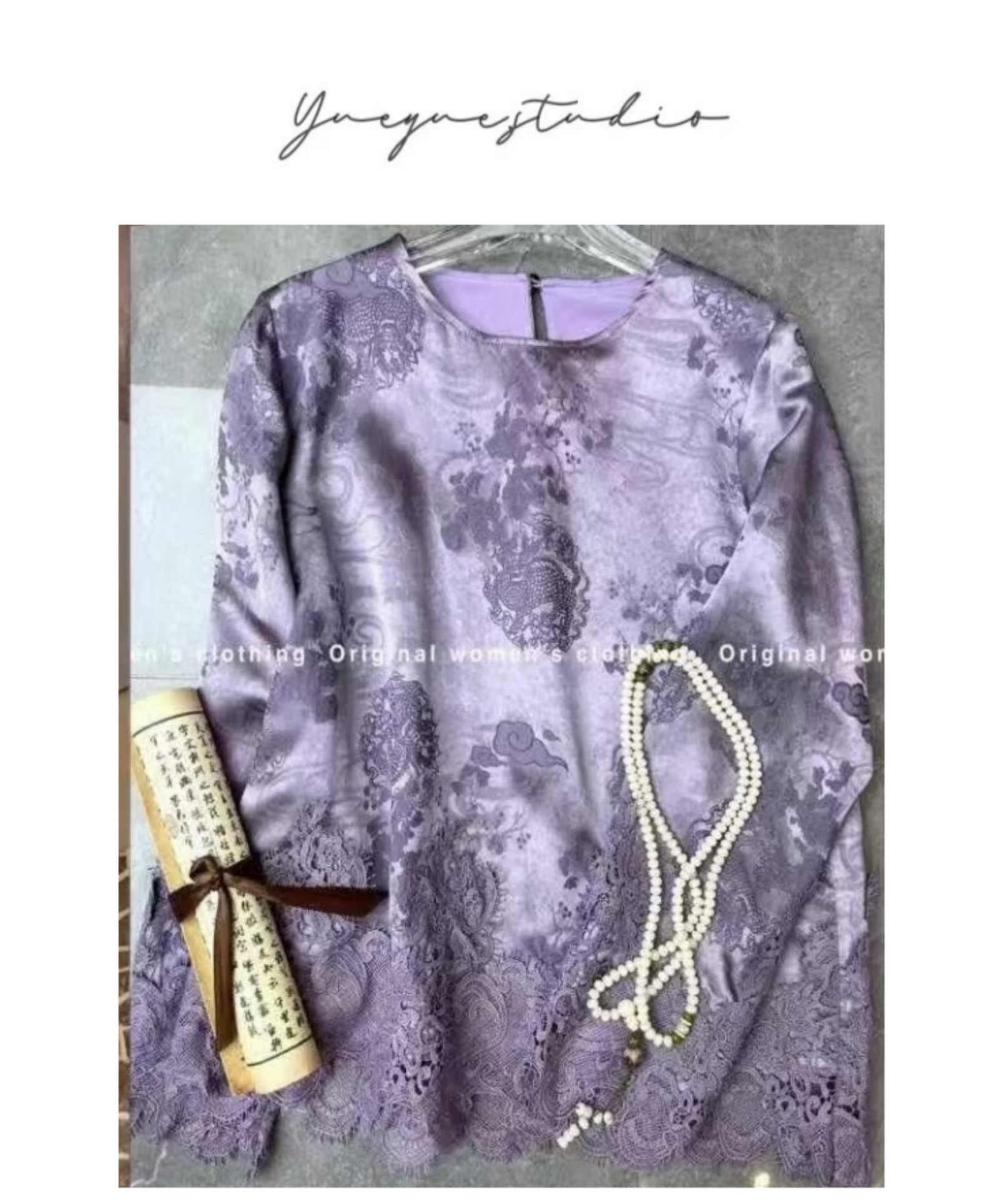 BAISHIQI【紫藤花】NEW 提花蕾丝拼接上衣