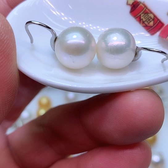 淡水珍珠耳饰银S925镶嵌