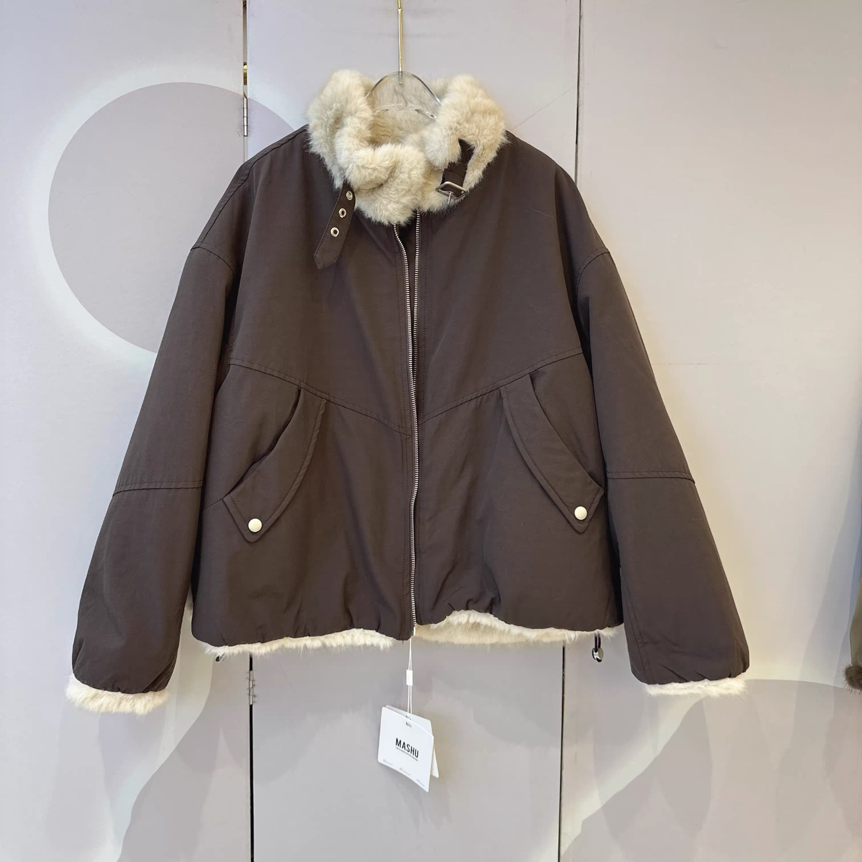 两面穿冬季外套女派克服加绒加厚长袖宽松型女士毛领上衣长61