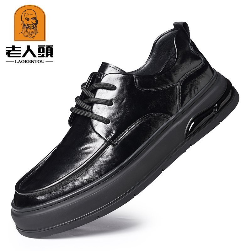 老人头圆头耐磨轻质休闲皮鞋时尚休闲鞋软底潮流春季百搭Q373601