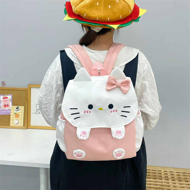 吉吉向上原创可爱学生上课粉色小猫双肩书包少女甜美出游背包