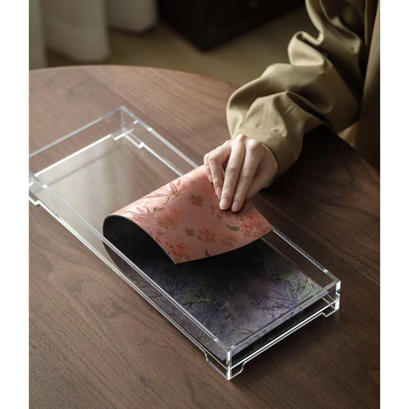 翠鸟戏竹亚克力壶承茶桌创意茶盘