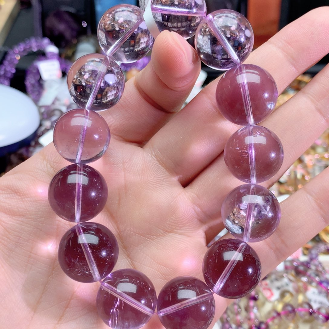 派***星水晶手链未镶嵌玻利维亚紫晶手链18+