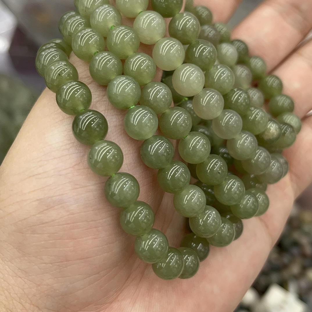天然和田玉手串8mm晴水