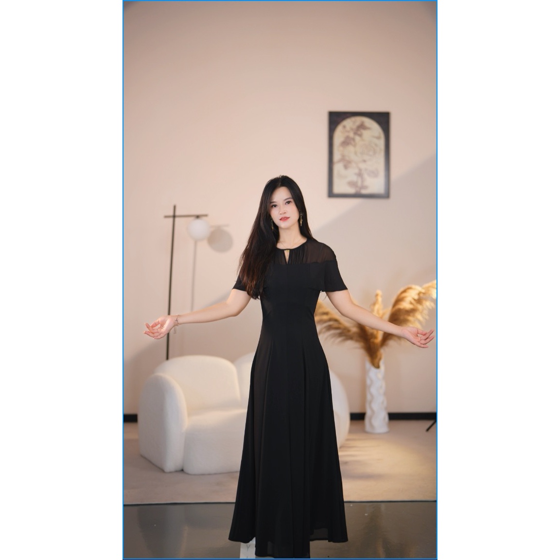 【沐溪】小百合夏季新款高级法式气质显瘦A摆连衣裙-YL11522