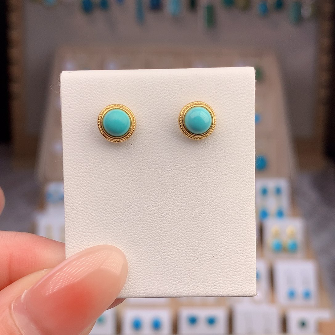 银S925镶嵌绿松石耳饰
