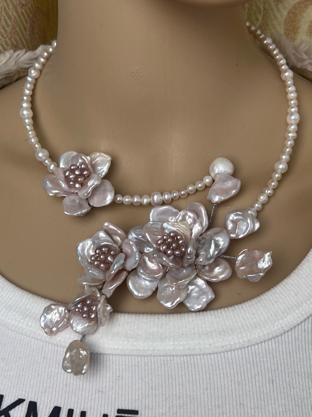 非金属木质项链 百搭轻奢单花巴洛克时尚花瓣颈链项链配饰饰品