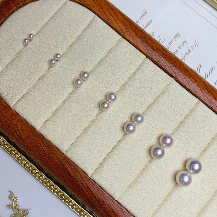 6A级天然淡水真珍珠耳钉女S999纯银馒头扁圆2025年新款养耳洞耳饰