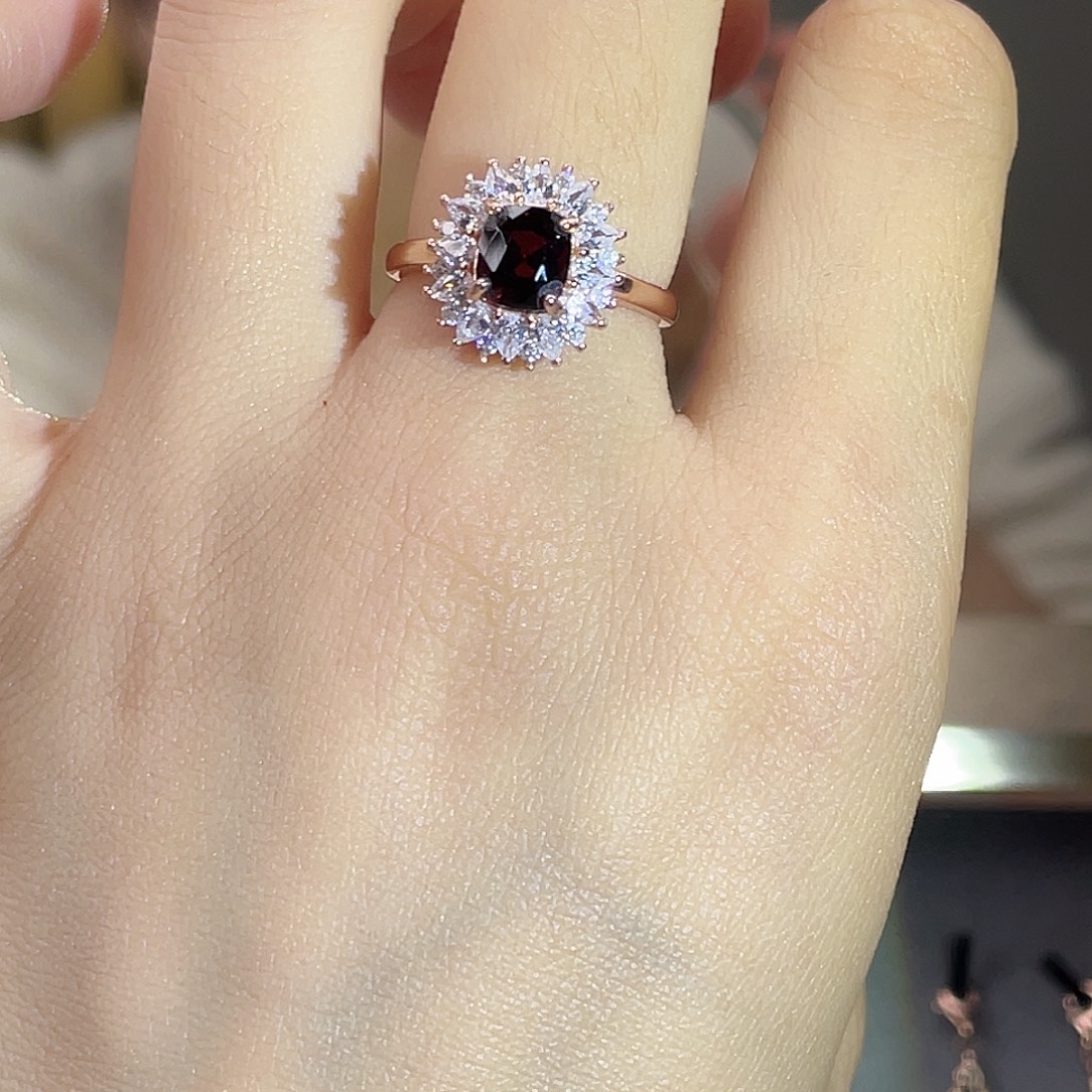 尖晶石戒指银S925镶嵌