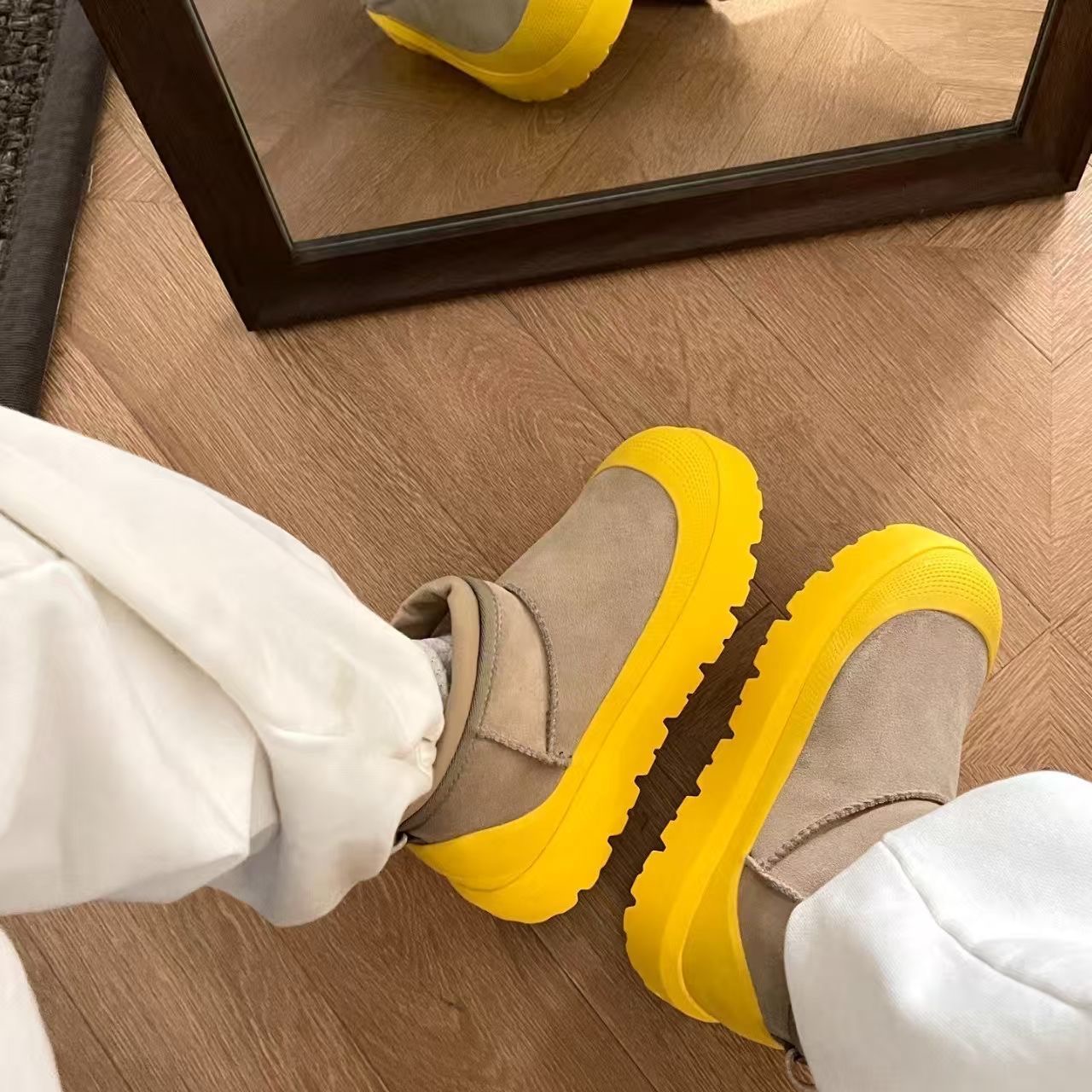 王一博高帮桑坡羊皮毛雪地靴加厚真皮真毛保暖加厚