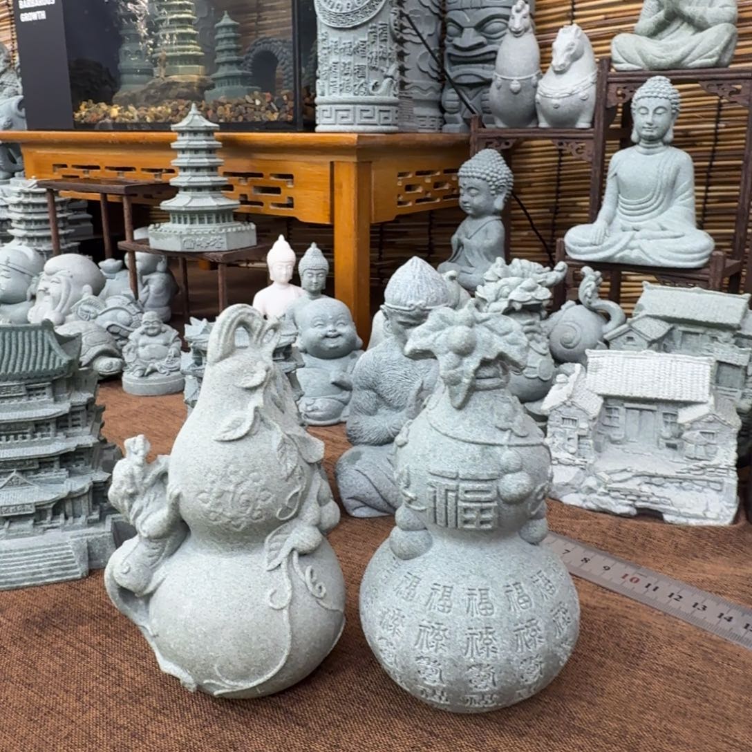 石材青砂石福禄葫芦➕貔貅葫芦