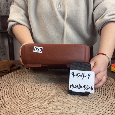 紫砂花盆新品上新清水内嵌抽角长方033