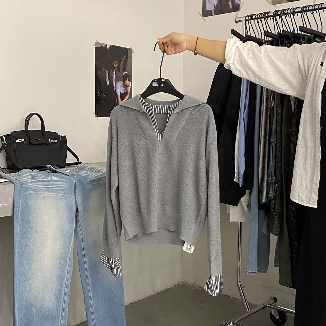 【ARONG阿荣家】针织上衣22701-灰色-F