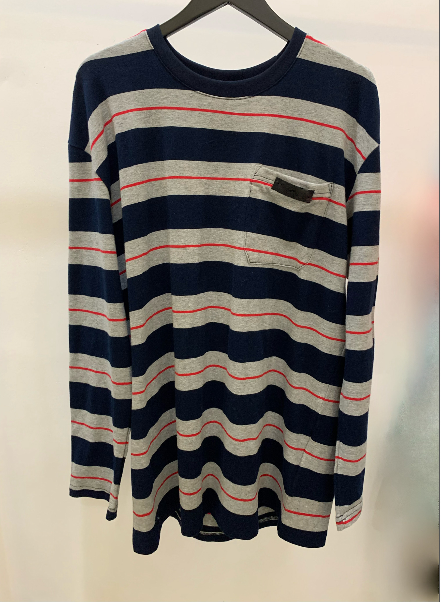 小阿蛇 同款条纹圆领休闲宽松百搭套头女时尚复古显瘦打底网红T恤