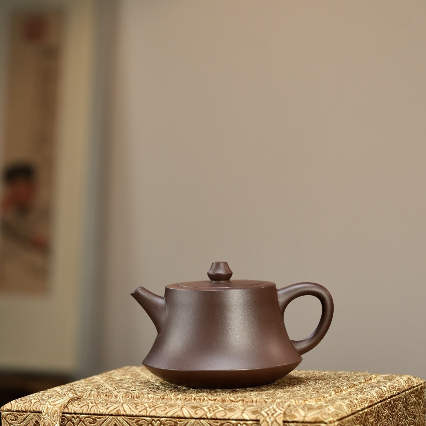 宜兴原矿泥料紫砂壶茶具手工茶壶老紫泥柱础壶大口盖容量约180CC