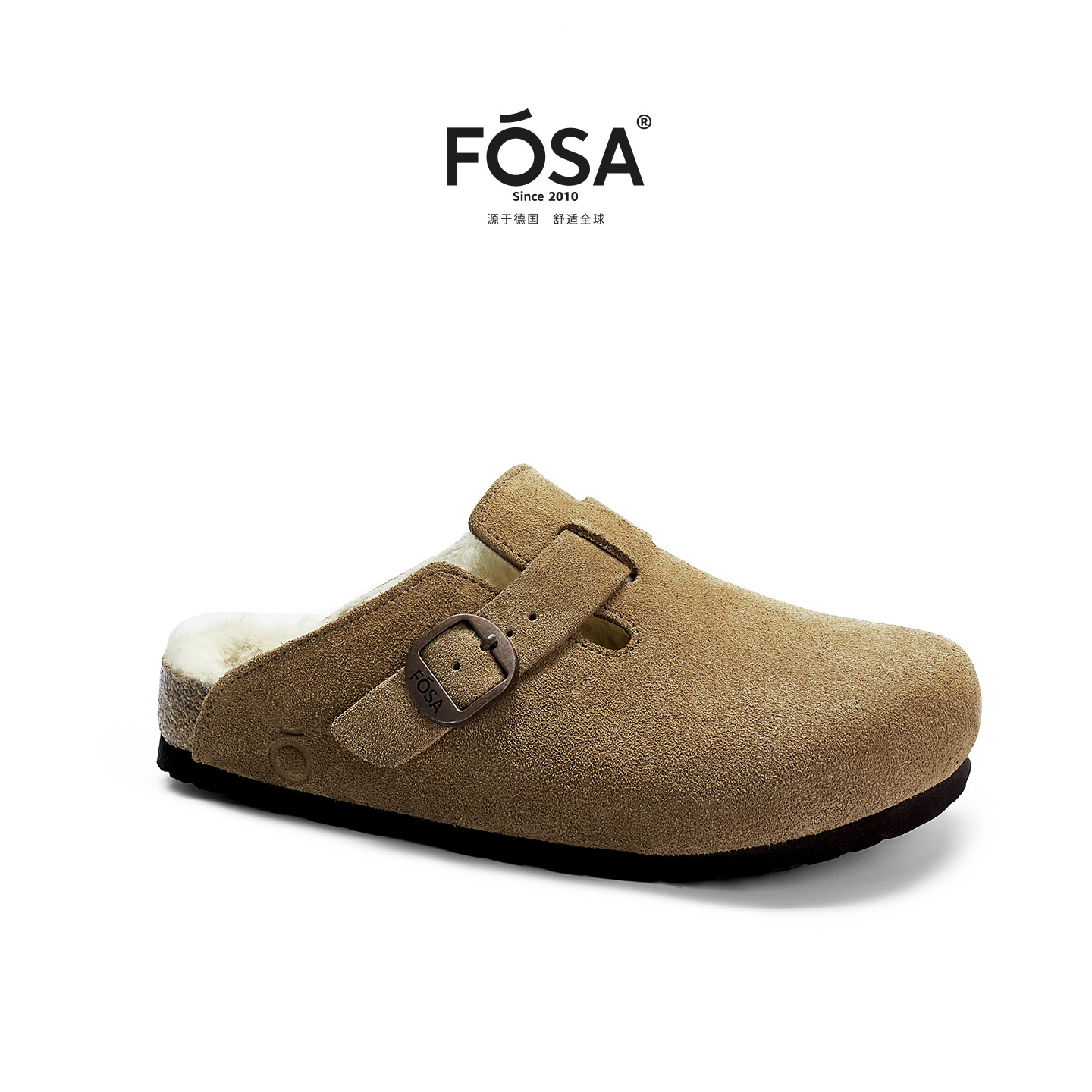 FOSA【张柏芝同款】秋冬休闲风男女款加绒半包羊毛勃肯毛毛鞋FS082Y