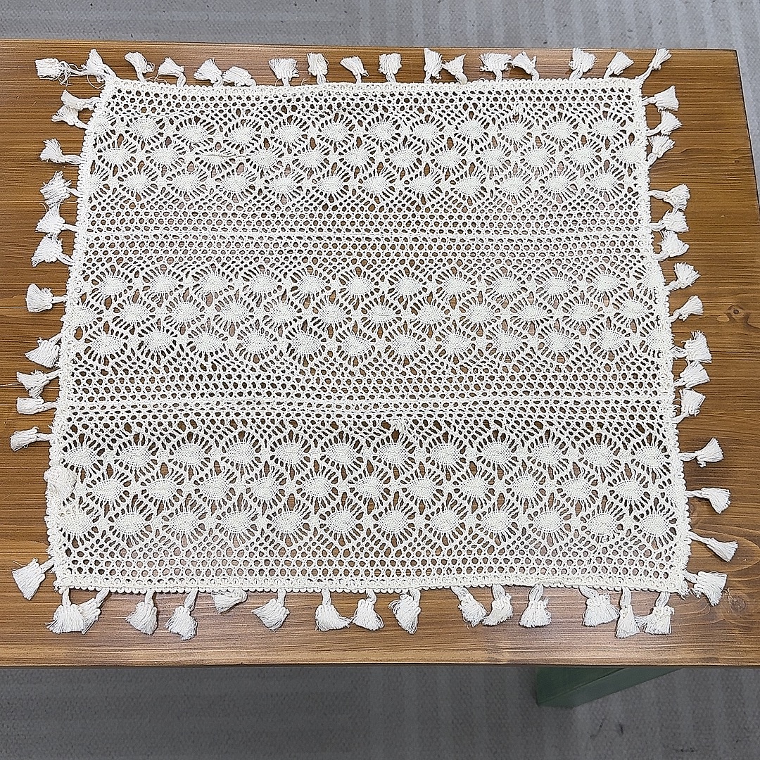 60*60 凤尾 棉线勾花 桌布盖布 小花架  沙发扶手 电脑显示器盖布