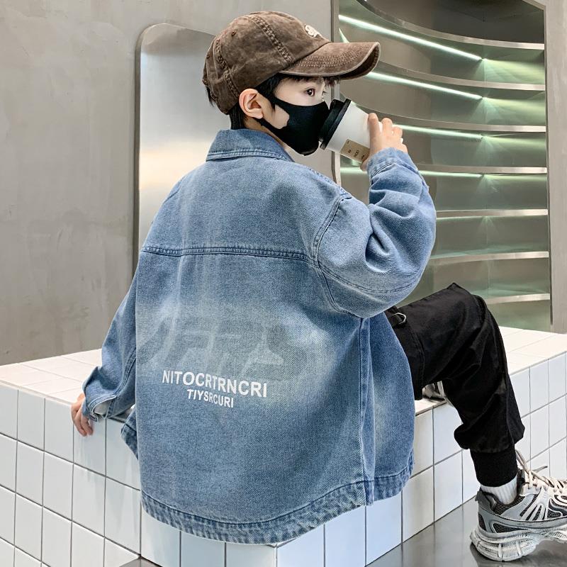 男童牛仔外套春秋款2025新款春季夹克中大儿童春装男孩衬衫上衣潮