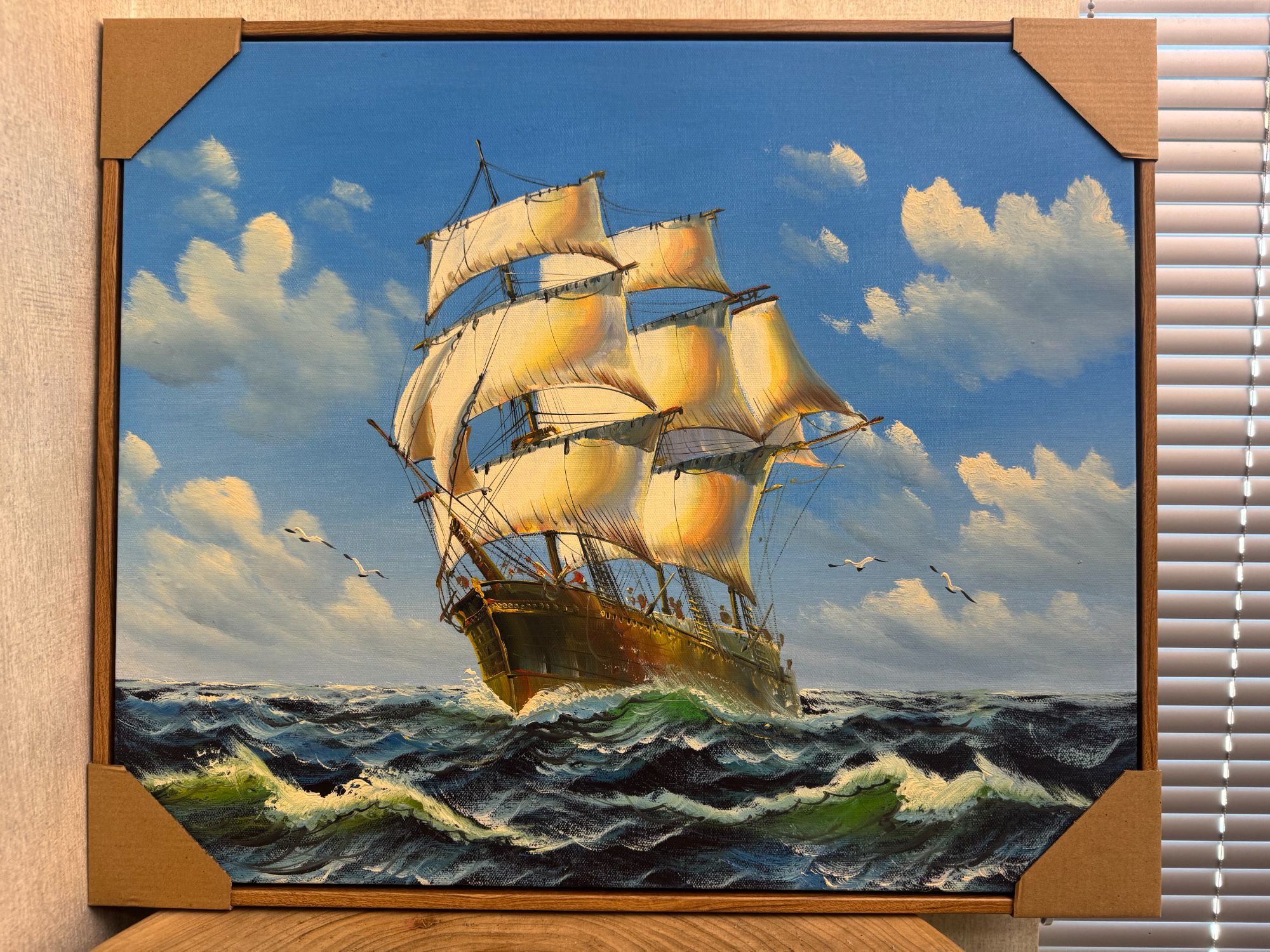 手工精品一帆风顺60X50尺寸纯手绘油画装饰画