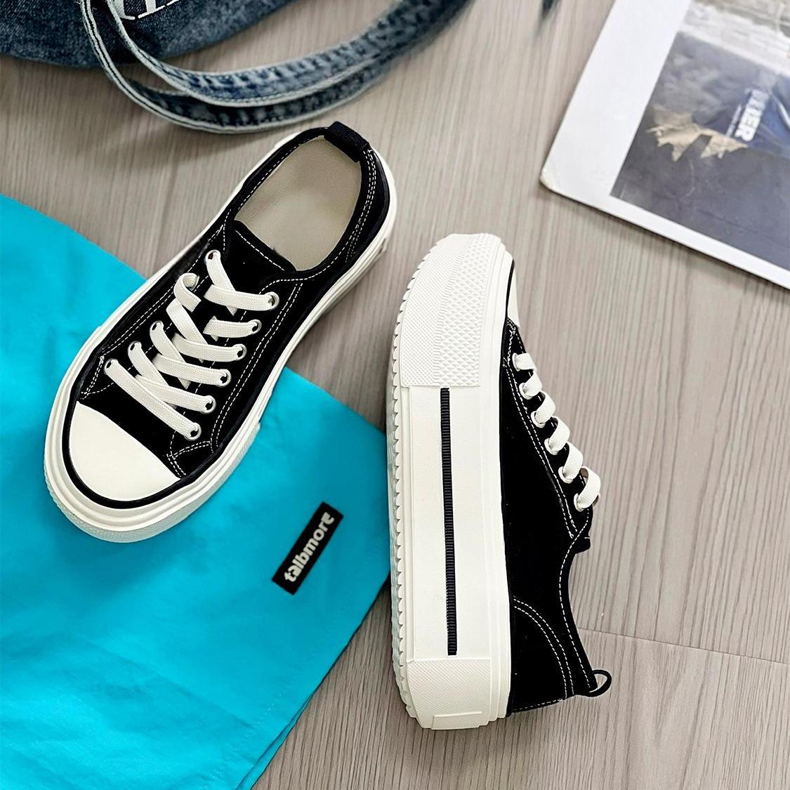 6CM薄款休闲板鞋女夏新款韩版厚底透气休闲百搭板鞋001