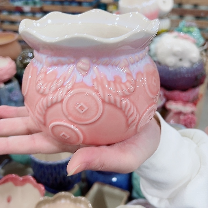 有孔.凑满10元发货多肉陶瓷花盆！