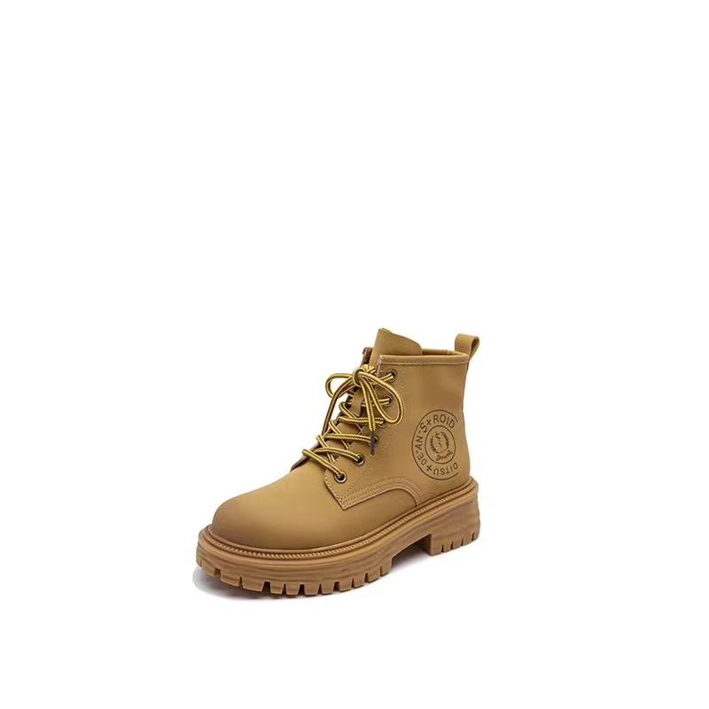 冬季复古马丁靴防水台大黄靴英伦风女士真皮大黄靴22087