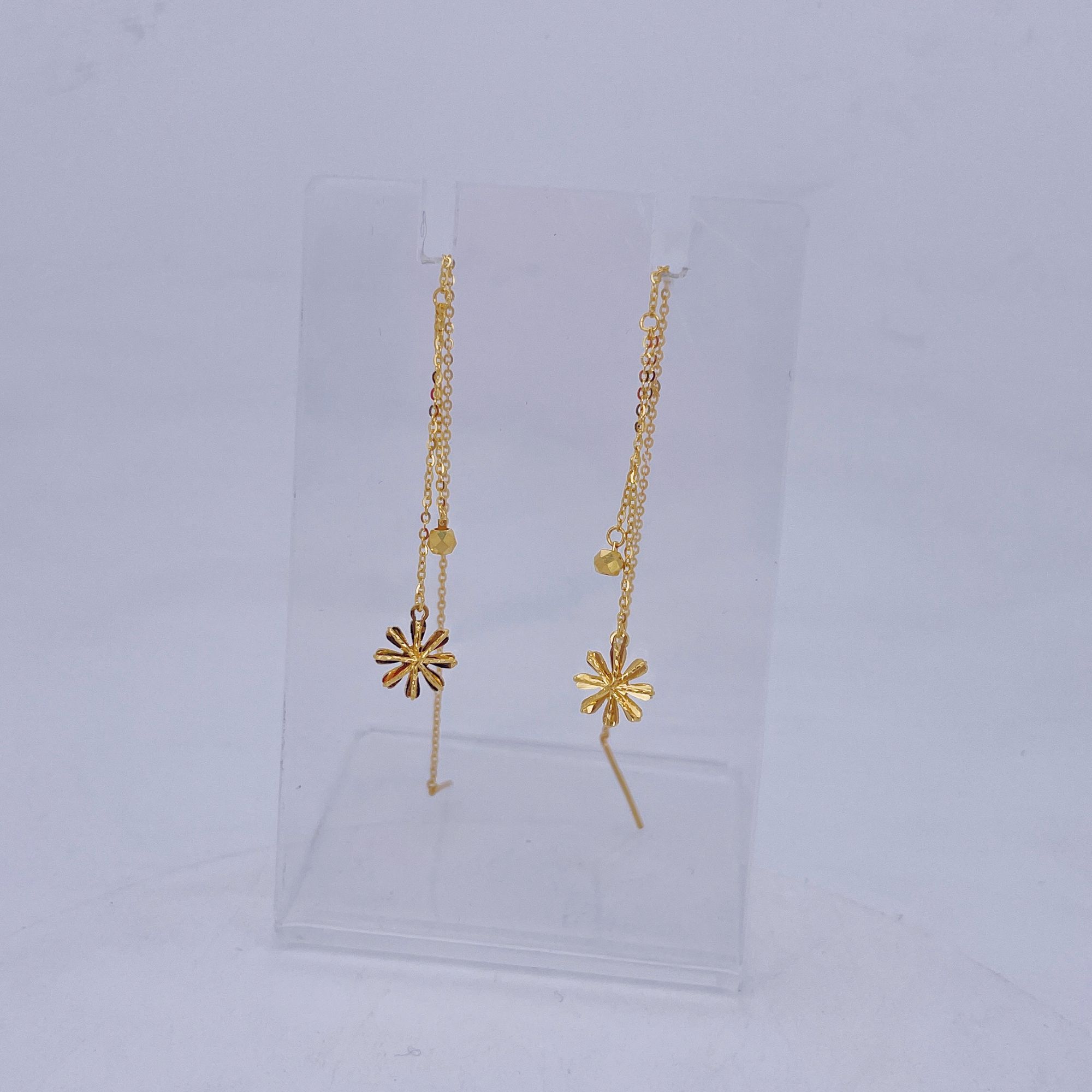 足金999黄金单雏菊金耳线2.26 