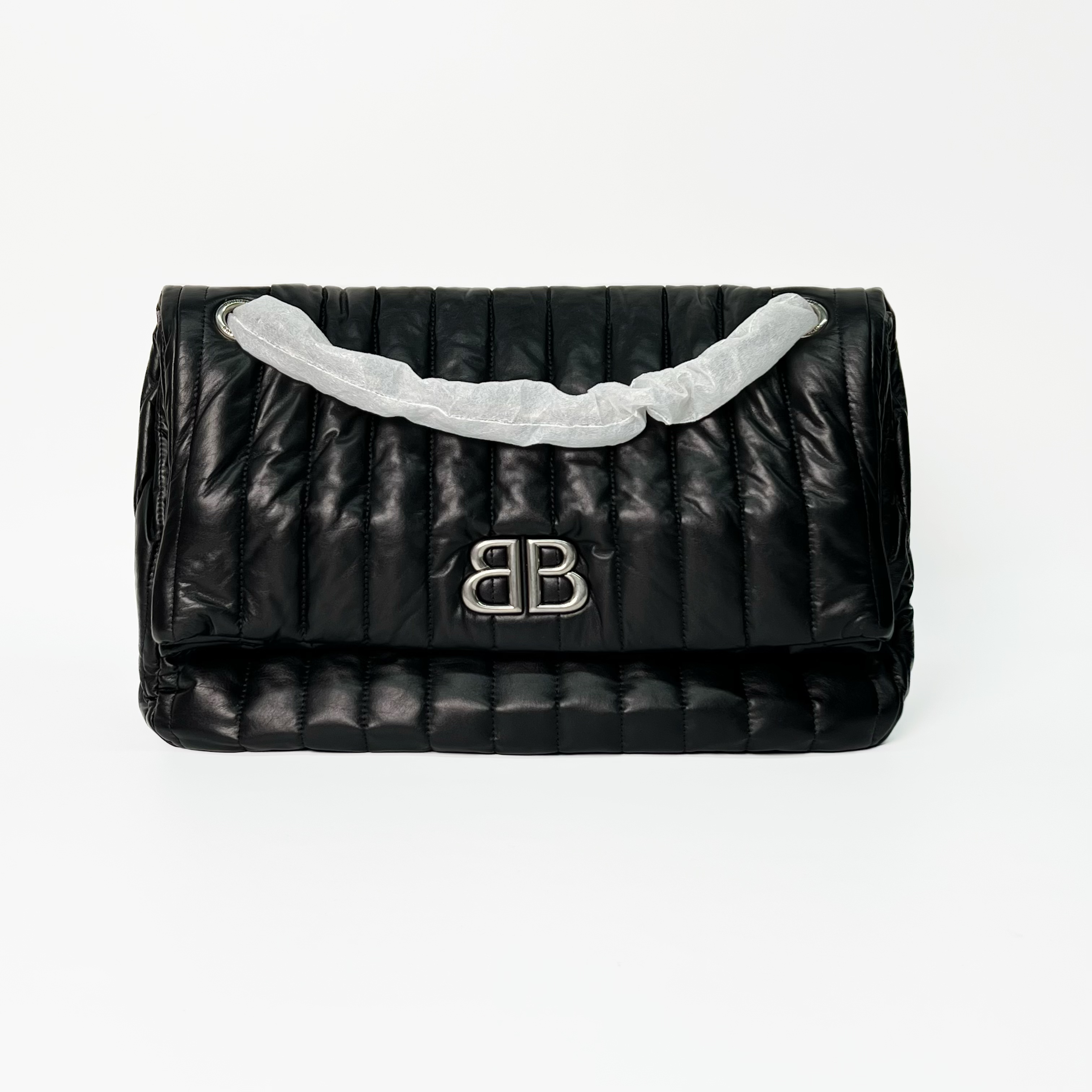 全新未使用 Balenciaga/巴黎世家 Monaco 黑色 银扣 链条包/5126