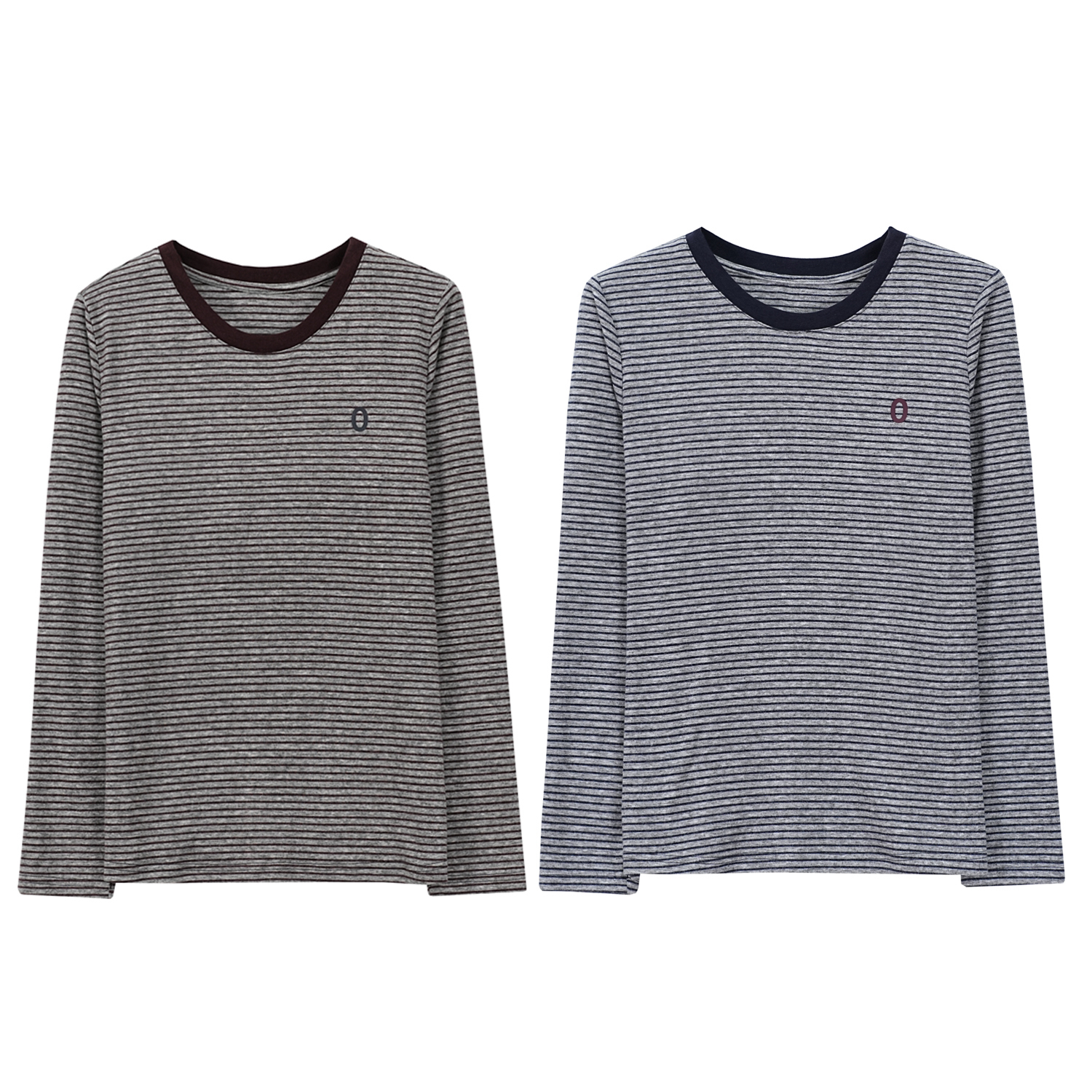 STUNNING JW/ 25735 圆领软糯羊绒棉条纹保暖T恤打底衫