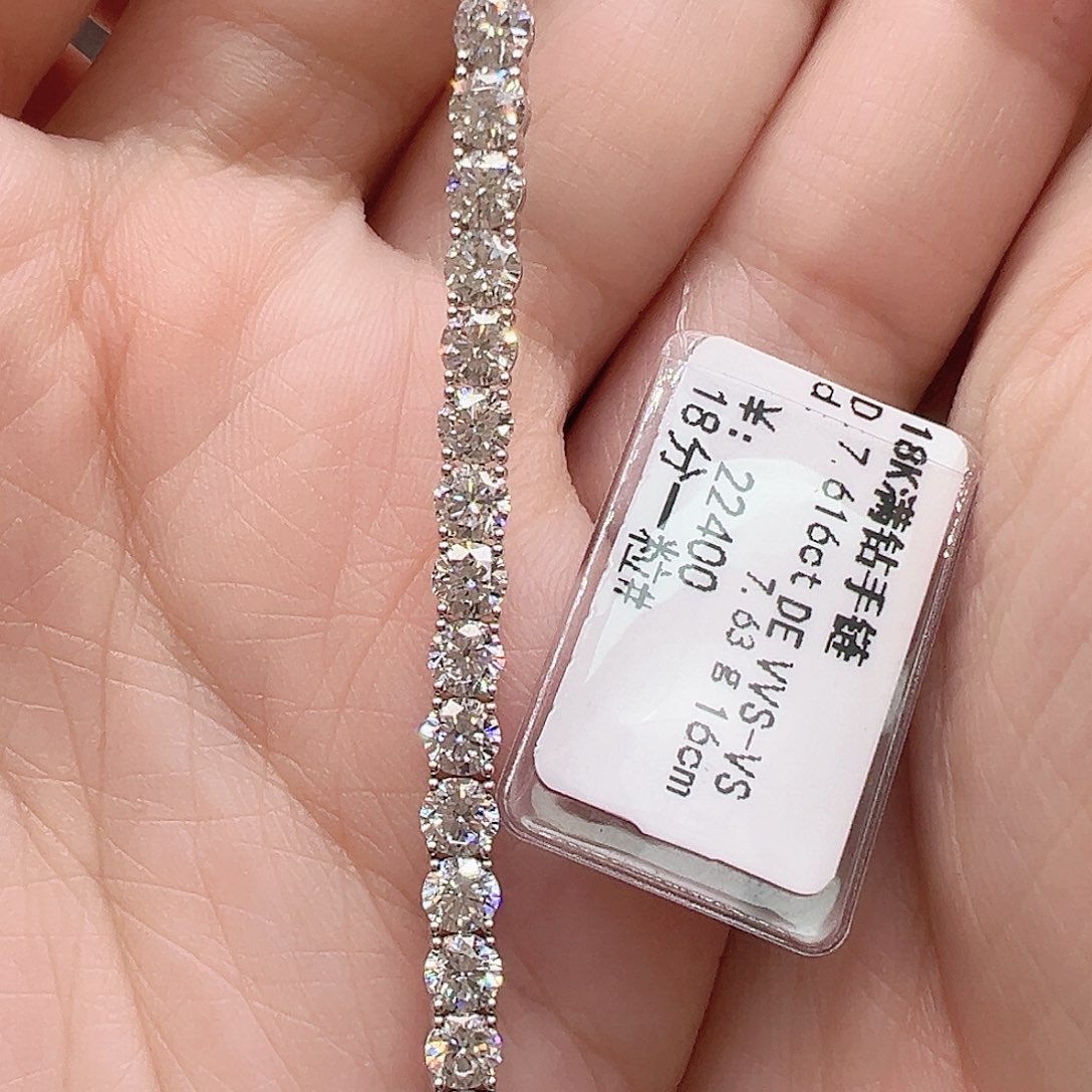 18K金镶嵌实验室培育钻石套链单颗18分，网球款手链