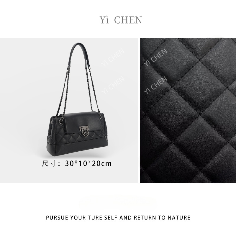 【Yì CHEN】FES-6168-黑色 简约时尚女士新款轻奢单肩斜跨包