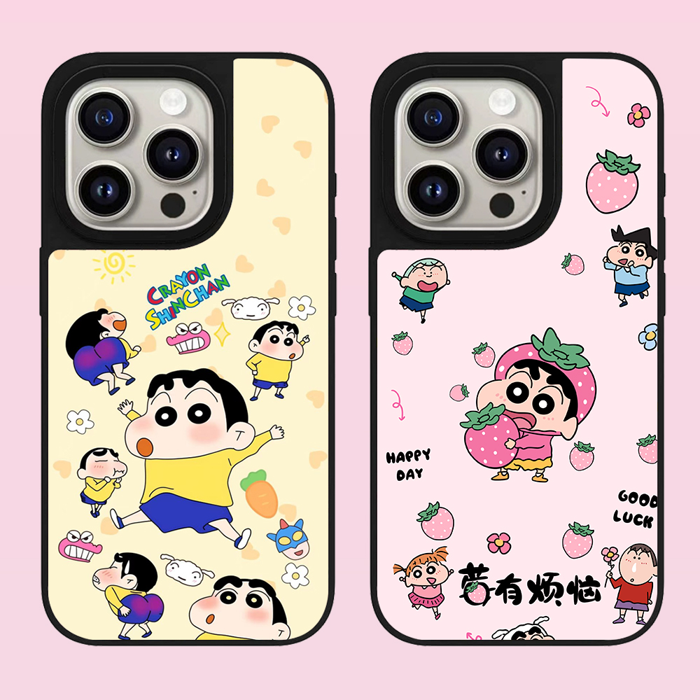 【磁吸鎏金】肤感磨砂可爱蜡笔小新手机壳适用于苹果iPhone16/15/14