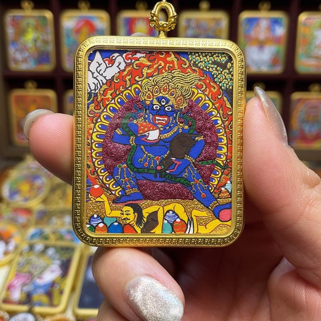 吊坠黑C老师纯手绘唐卡