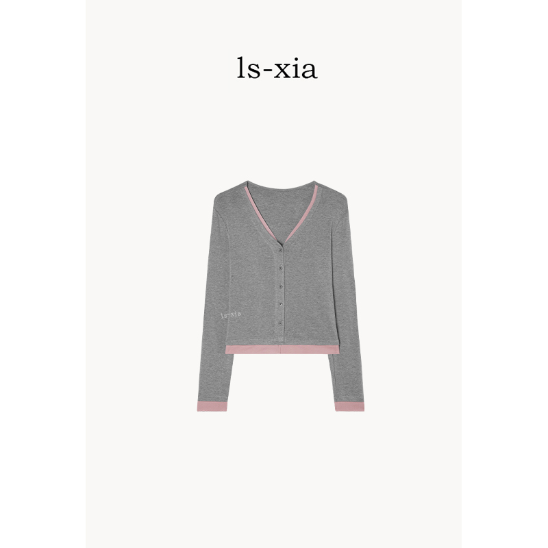 【染秋】假两件双撞色拼接经典圆领百搭 双撞色长袖针织衫