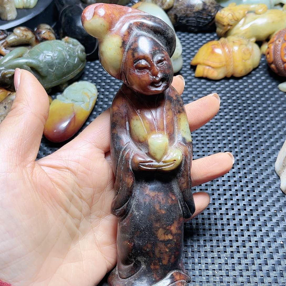白玉菩提吊坠青*原摆件