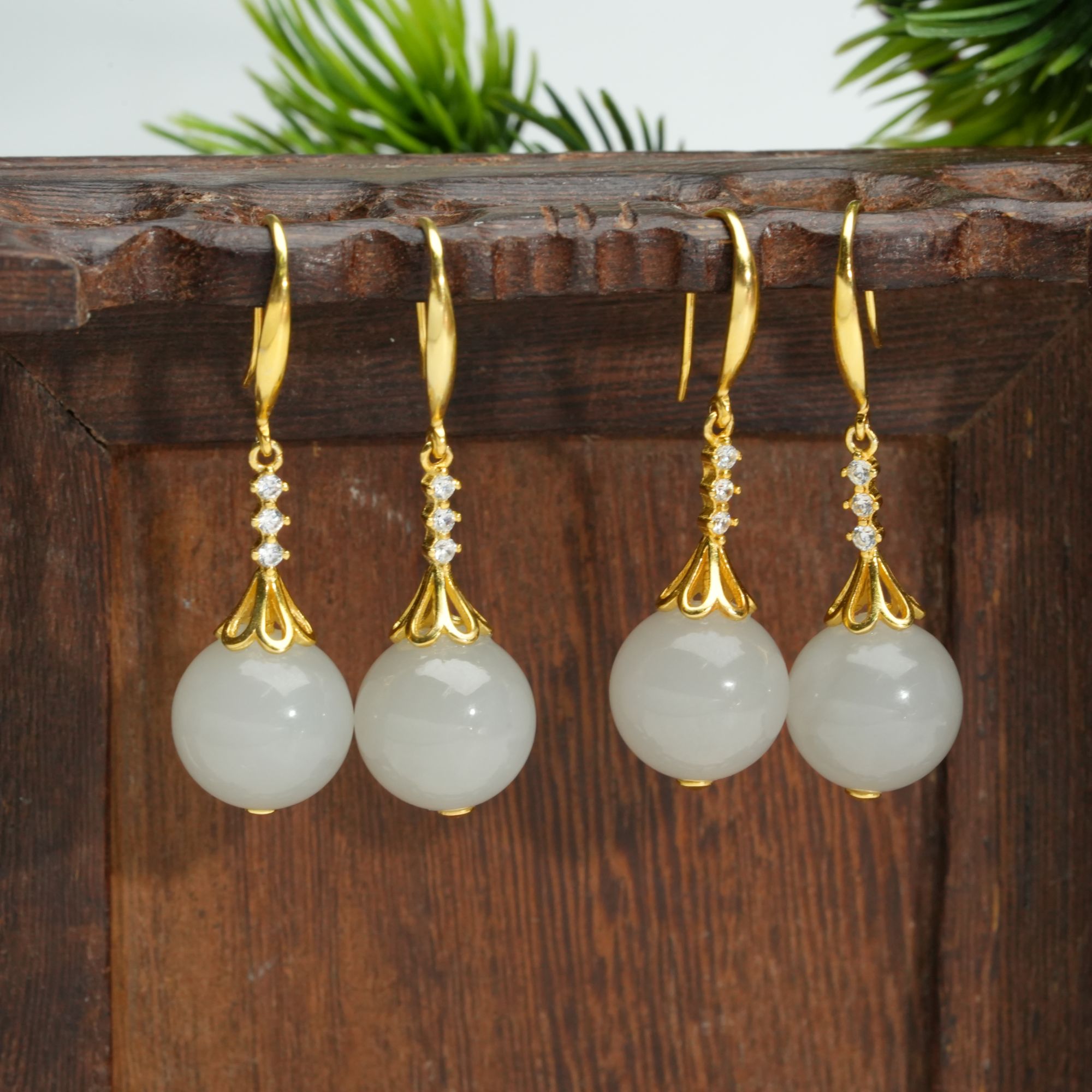 【小北好物】S925银和田玉耳钩约11.5mm+【多样性发一件】QH08X746