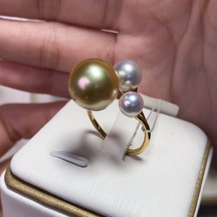 海水珍珠戒指18K金镶嵌