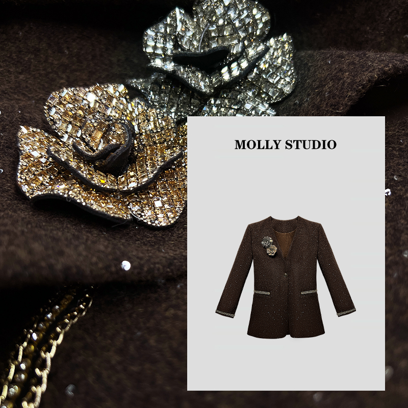 【风格主场】Molly 优雅百搭时尚气质显瘦轻奢重工 外套 M2025730