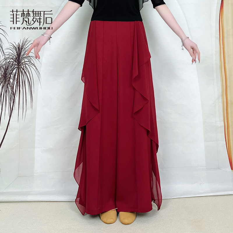 菲梵舞新款高腰现代舞练功裤显高飘逸垂感直筒阔腿裤舞蹈裤显气质