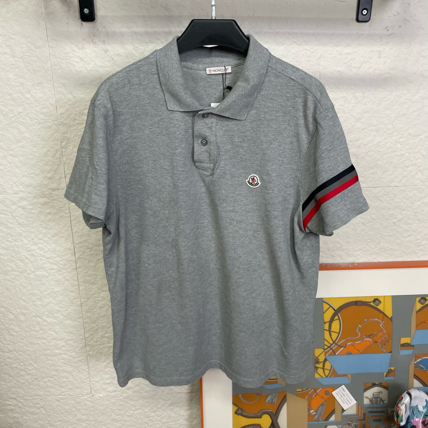 未使用 MONCLER 胸口袖标灰色polo衫/L码/2512156
