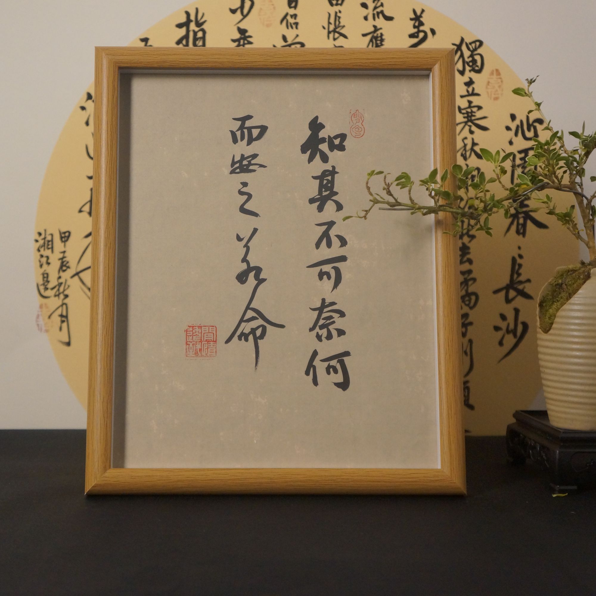 《知其不可奈而安之若命》10寸手写书法摆件