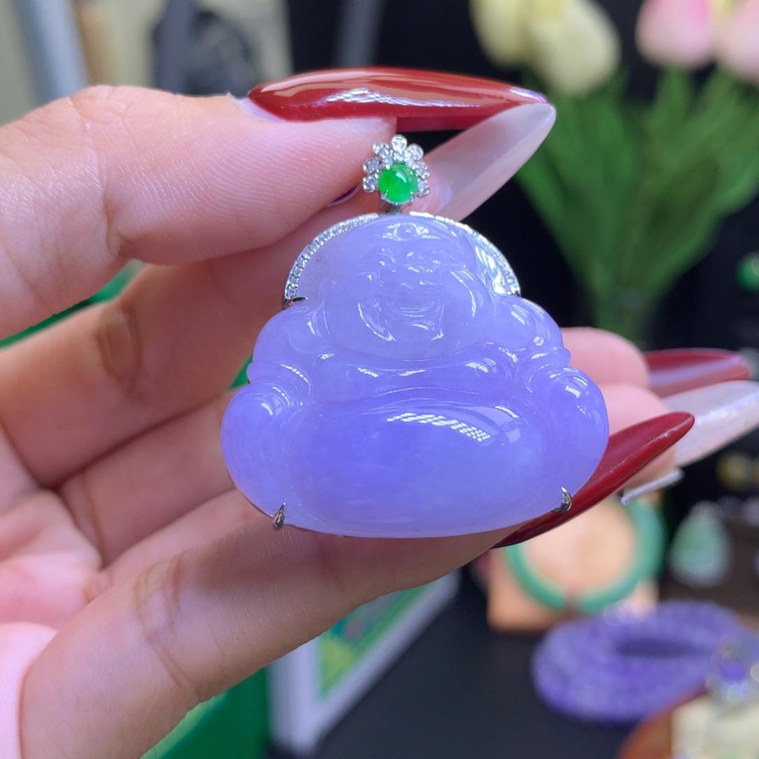 翡翠颈饰18K金镶嵌天然