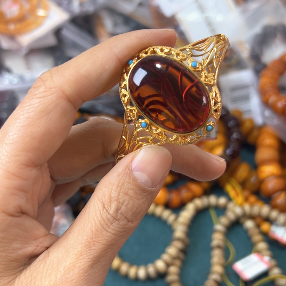 琥珀珠宝奇石银S925镶嵌392