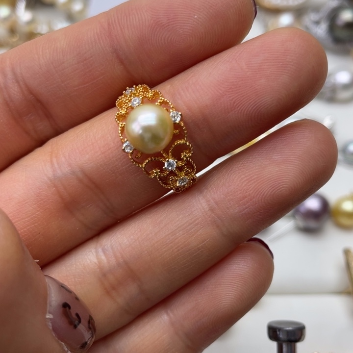 海水珍珠戒指银S925镶嵌