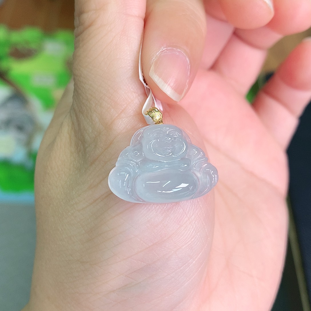 翡翠颈饰18K金镶嵌冰胶晴小佛16*23.5*5.1