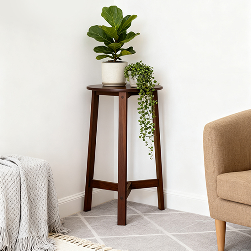 九竹系列圆形三角花架置物架高竹花台落地式架子高档大气客厅家用