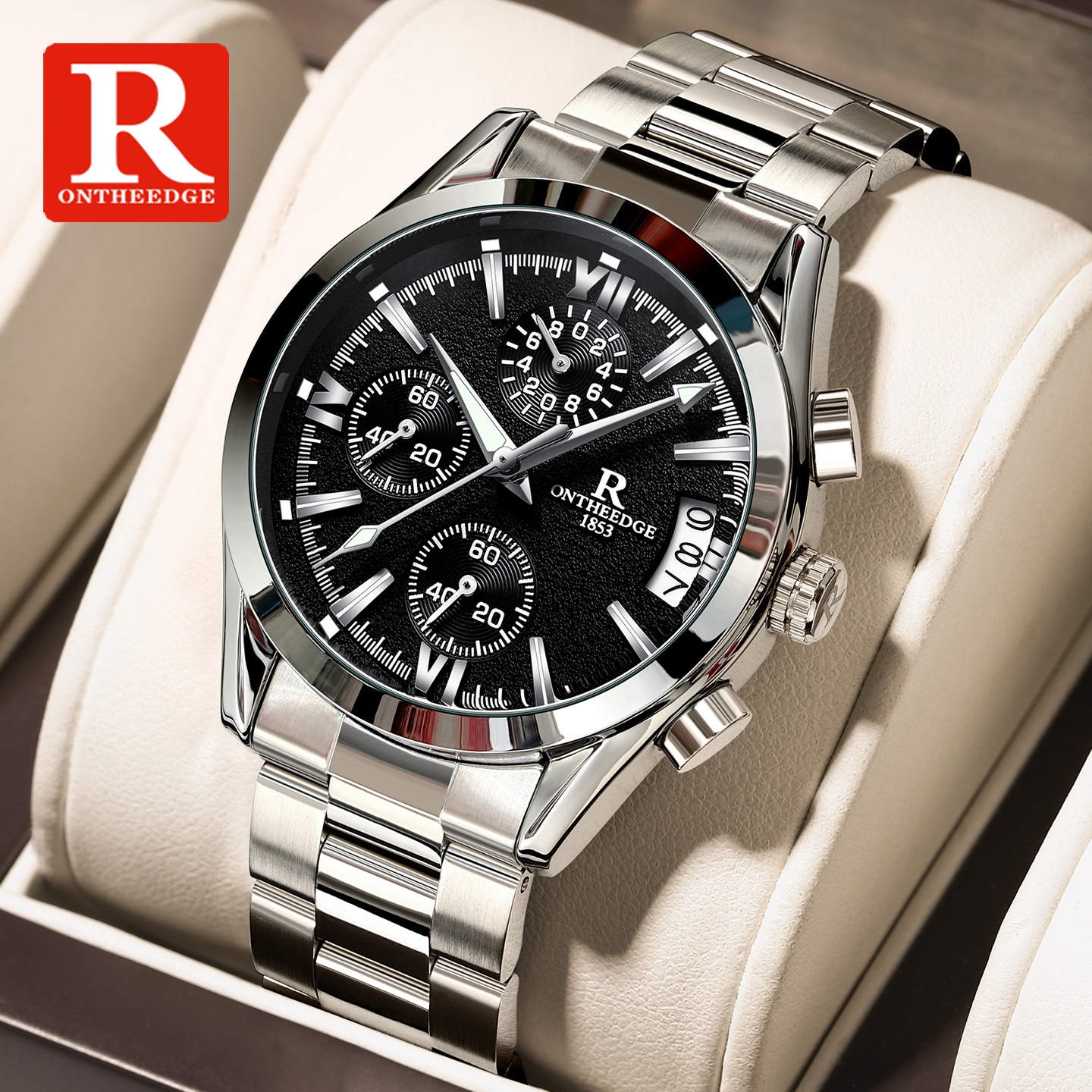 鹰黑银骑士手表男士新款多功能时尚百搭防水商务腕表男款石英手表商品图