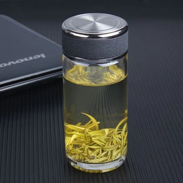 商务单层玻璃杯超大容量水杯子加厚高档透明男士车载泡茶杯500ml