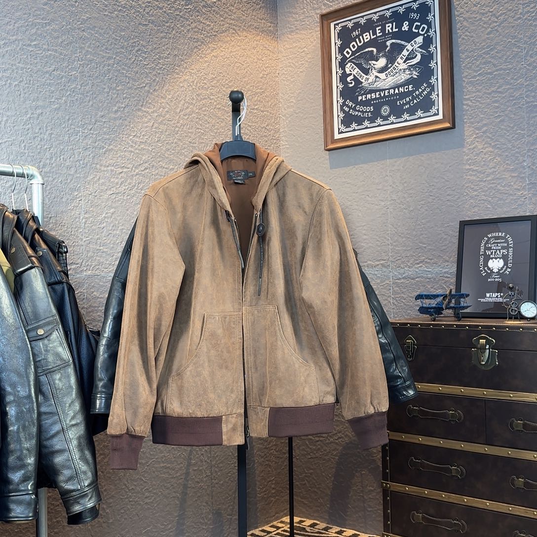 谨***言羊皮连帽 做旧棕2XL